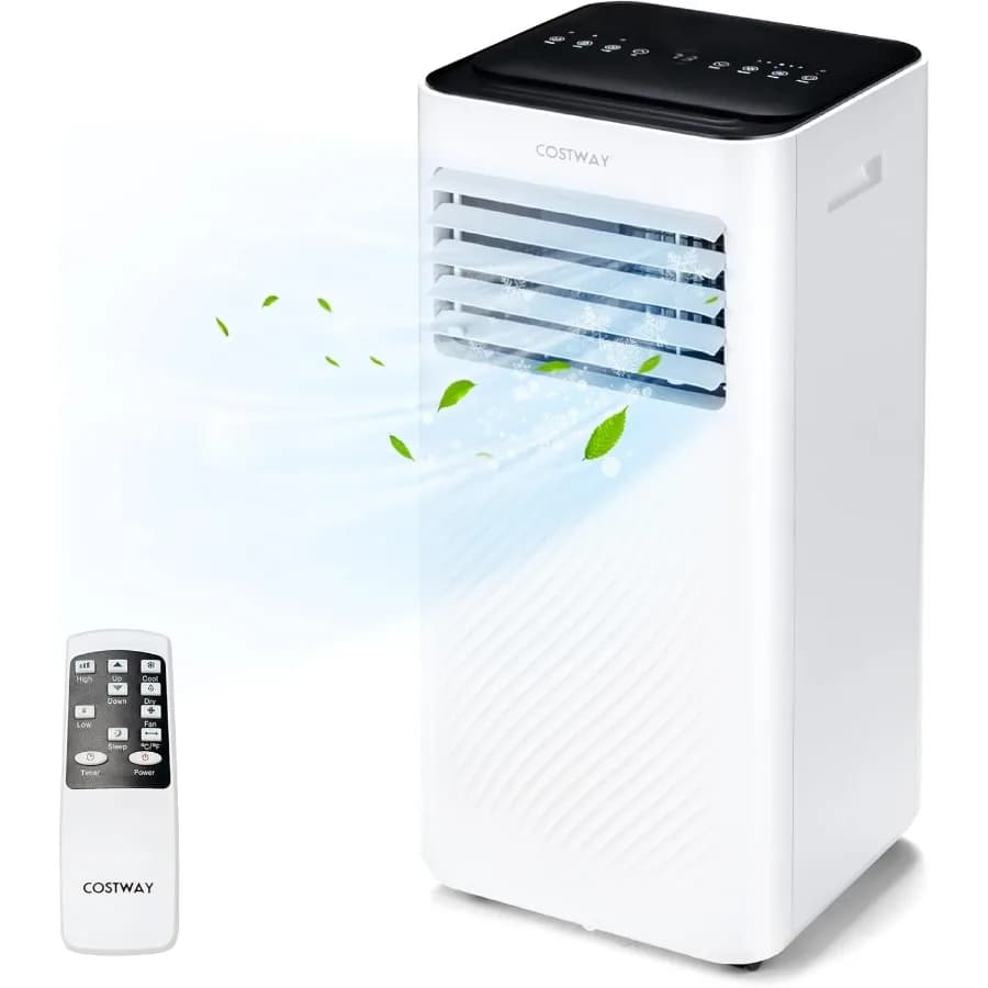 Condizionatore portatile Unità CA da 10.000 BTU con ventola fredda Deumidificatore Modalità sospensione per ambienti fino a 350 piedi quadrati Include timer 24 ore C