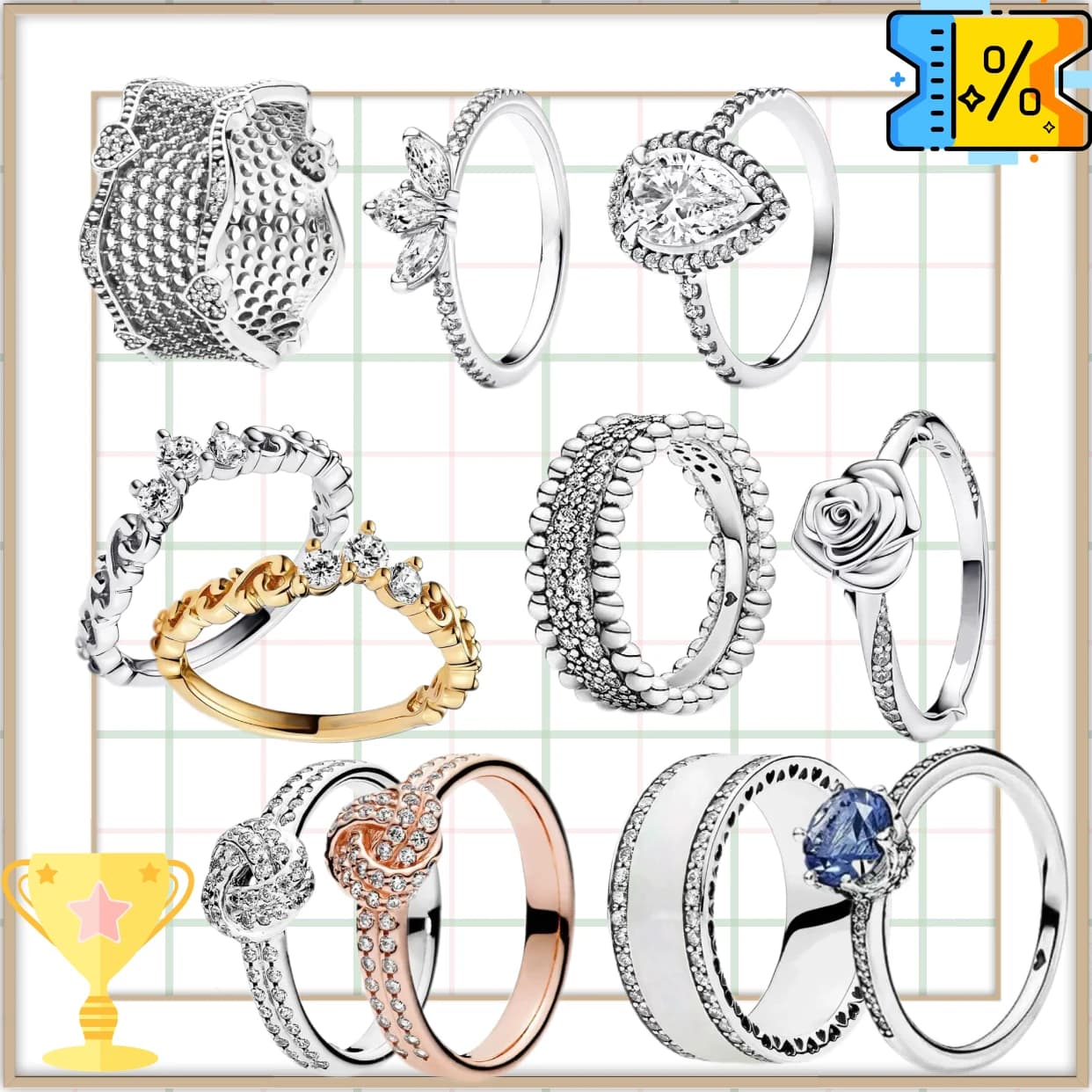 Sparkling Snowflake Ring Fashionable Water Drop Rose Ring S925 Sterling Silver Women's Jewelry Suitable Wedding Gifts