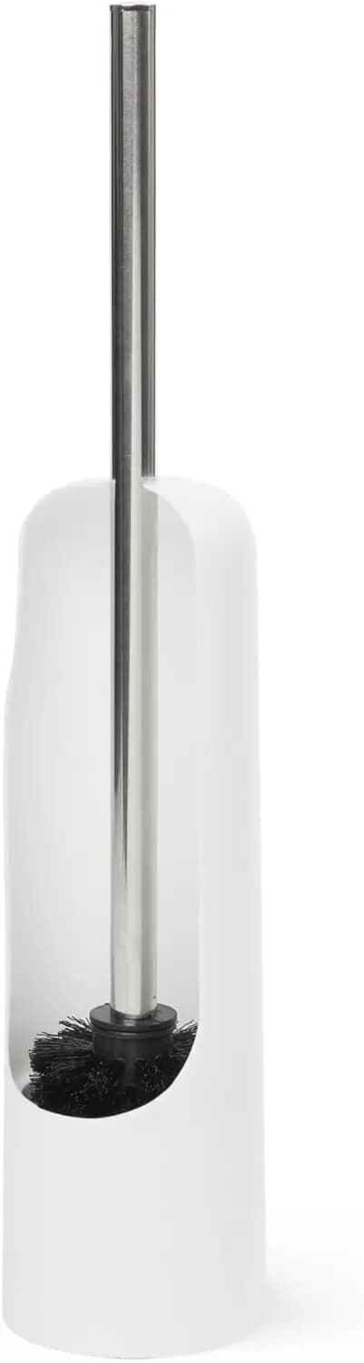 Spazzola per WC Touch con supporto - Strumento di pulizia sottile e resistente, rimuove le macchie ostinate, bianco