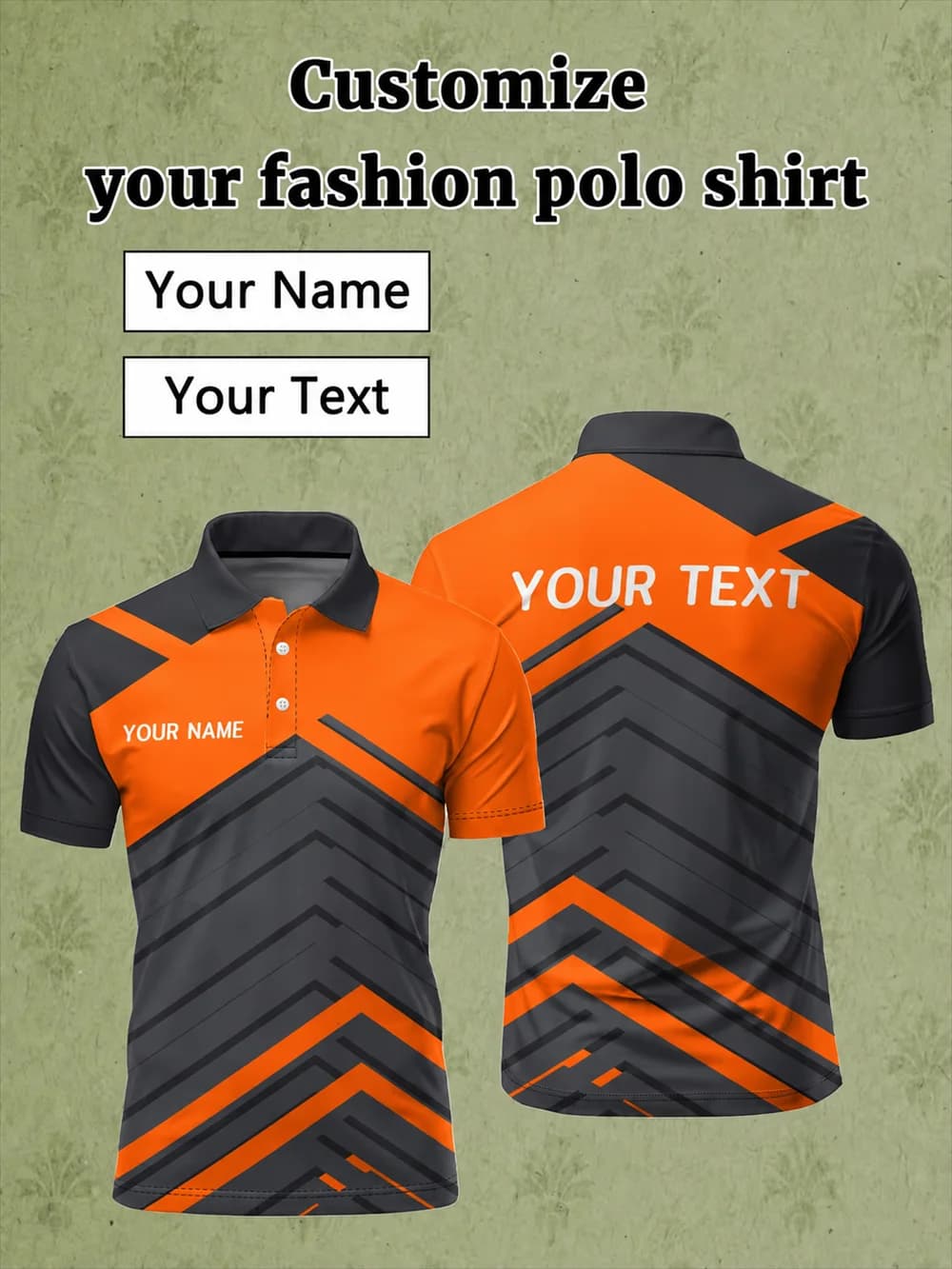 Men Custom Name Text Sublimation Polo Shirt Geometric Chevron Arrow Pattern Short Sleeve Lapel Jersey Quick Dry For Sports Tees