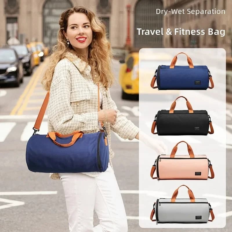 Women Short Trip Large Capacity Travel Bag, Dry Wet Separation Sports Yoga Bag Multifunctional Handbag Backpack