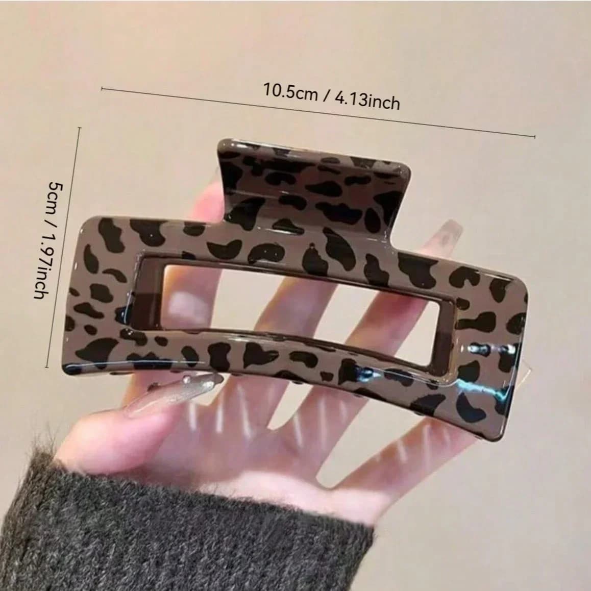 2 fermagli per capelli geometrici con stampa leopardata per donna, eleganti accessori per capelli grandi, autunno inverno