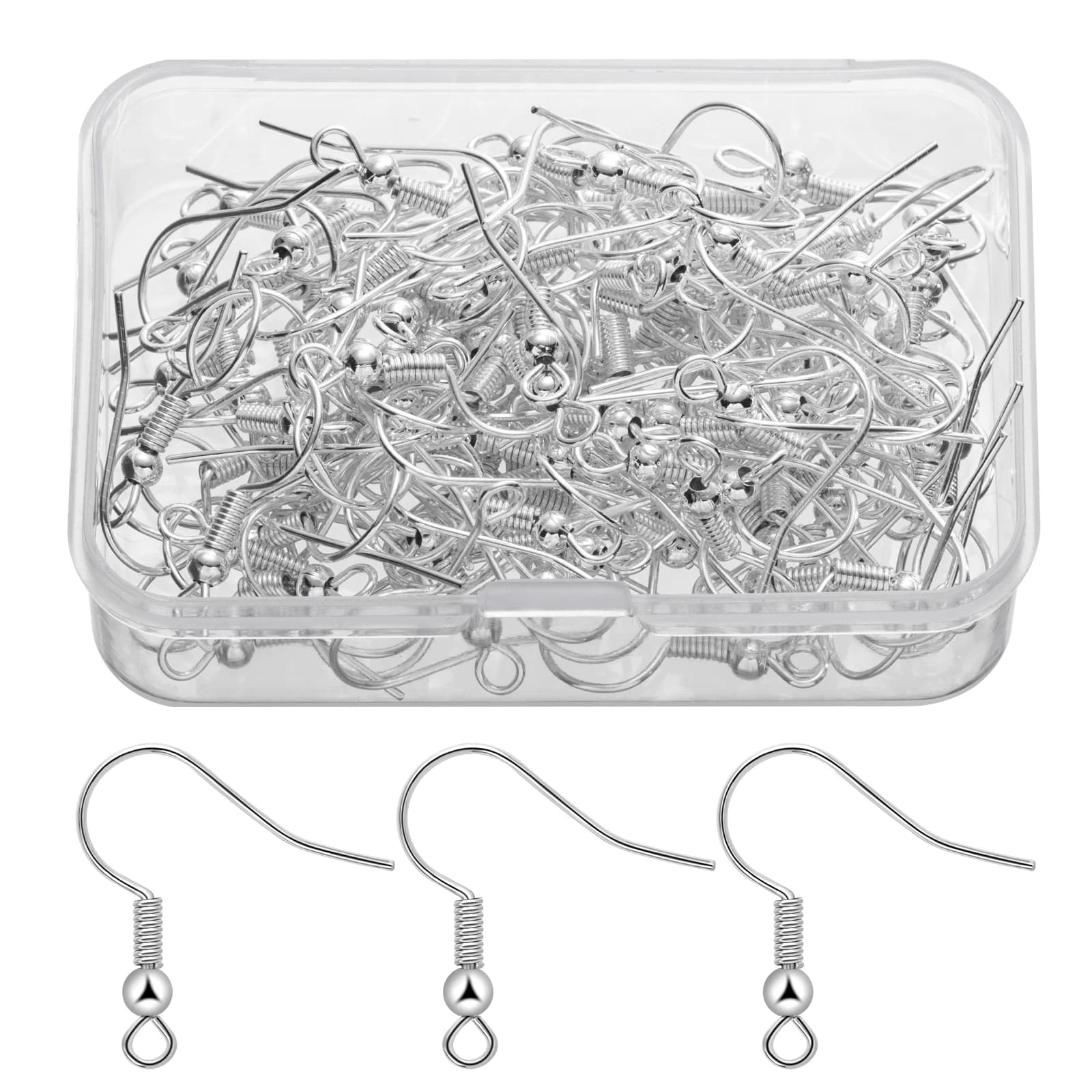 120 Pezzi Ganci per Orecchini Ipoallergenici in Argento per Creazione di Gioielli, Kit di Forniture per Orecchini con Ganci