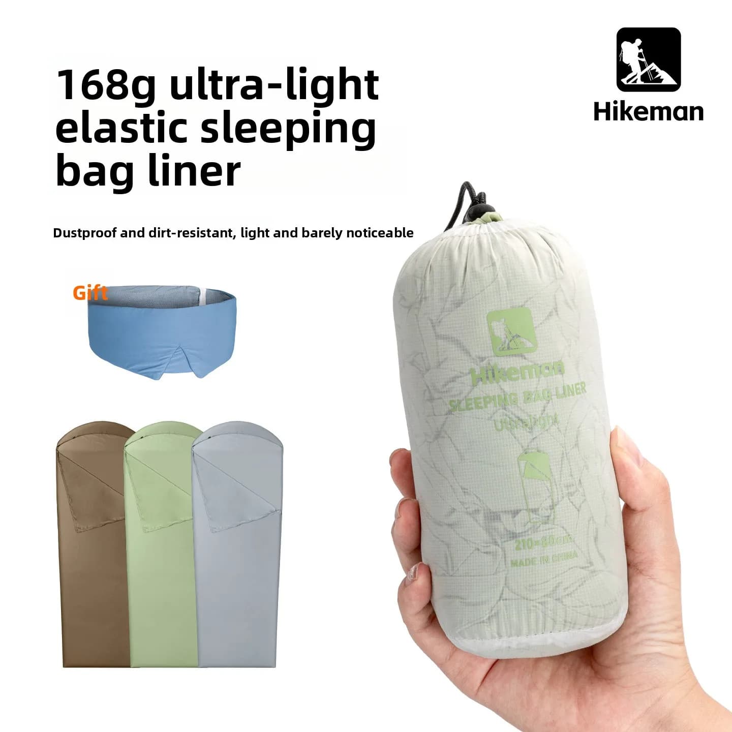 Ultralight Portable Sleeping Bag Liner for Outdoor Camping Travel Tent Use Elastic Envelope Style with Eye Mask Machine Washa