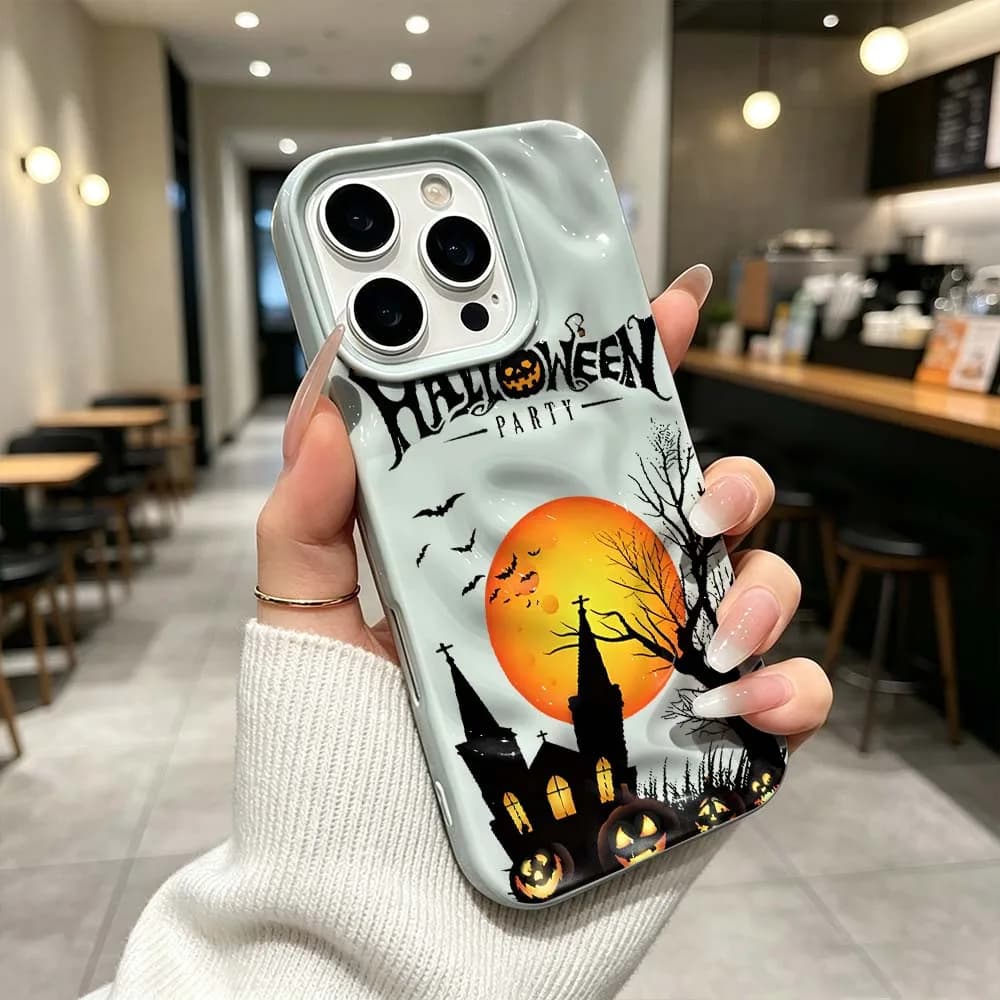 Halloween Haunted House Design Anti-Drop Stylish For iPhone 17 Air 16 16e 15 14 13 12 11 Pro Max Plus Soft Cover Phone Case