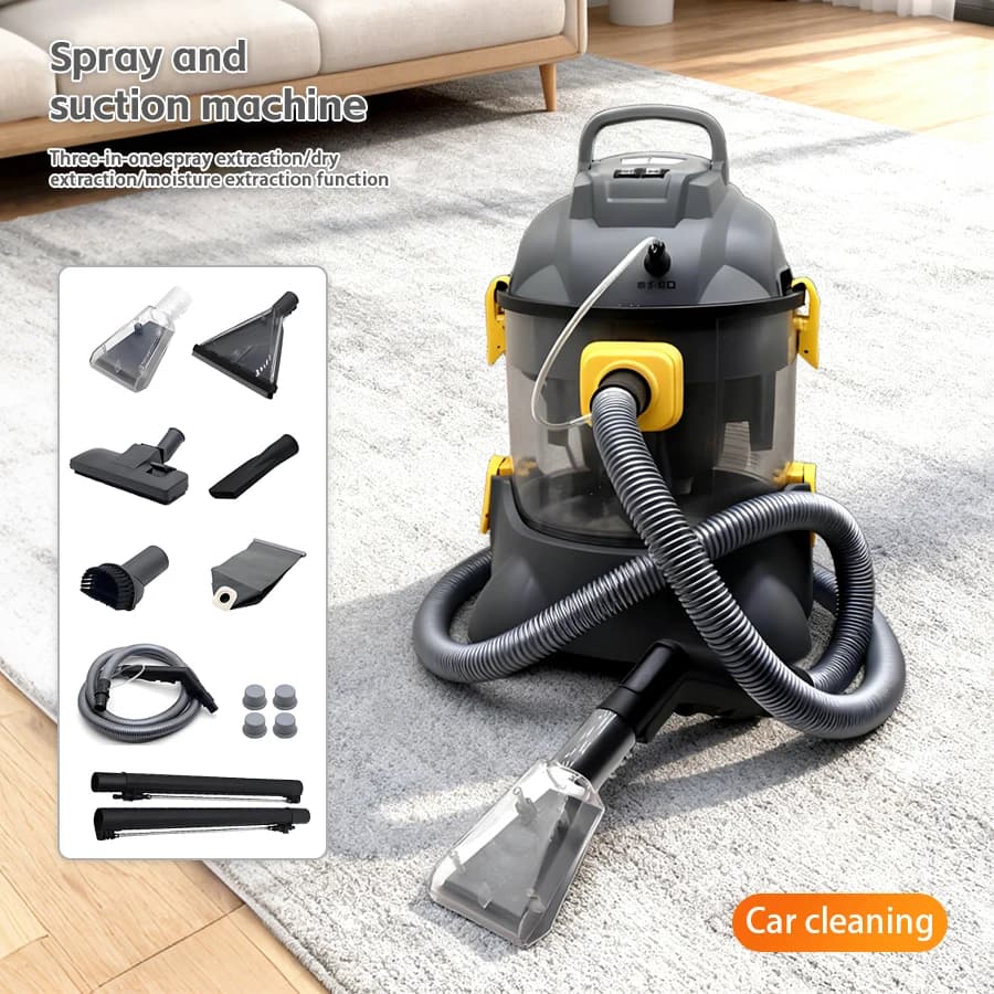 Aspirapolvere Elettrico 3-in-1, Estrattore per Tappeti, Macchina per la Pulizia di Tappezzerie, Aspiratore Umido e Secco con Spruzzatore per la Pulizia dell'Auto
