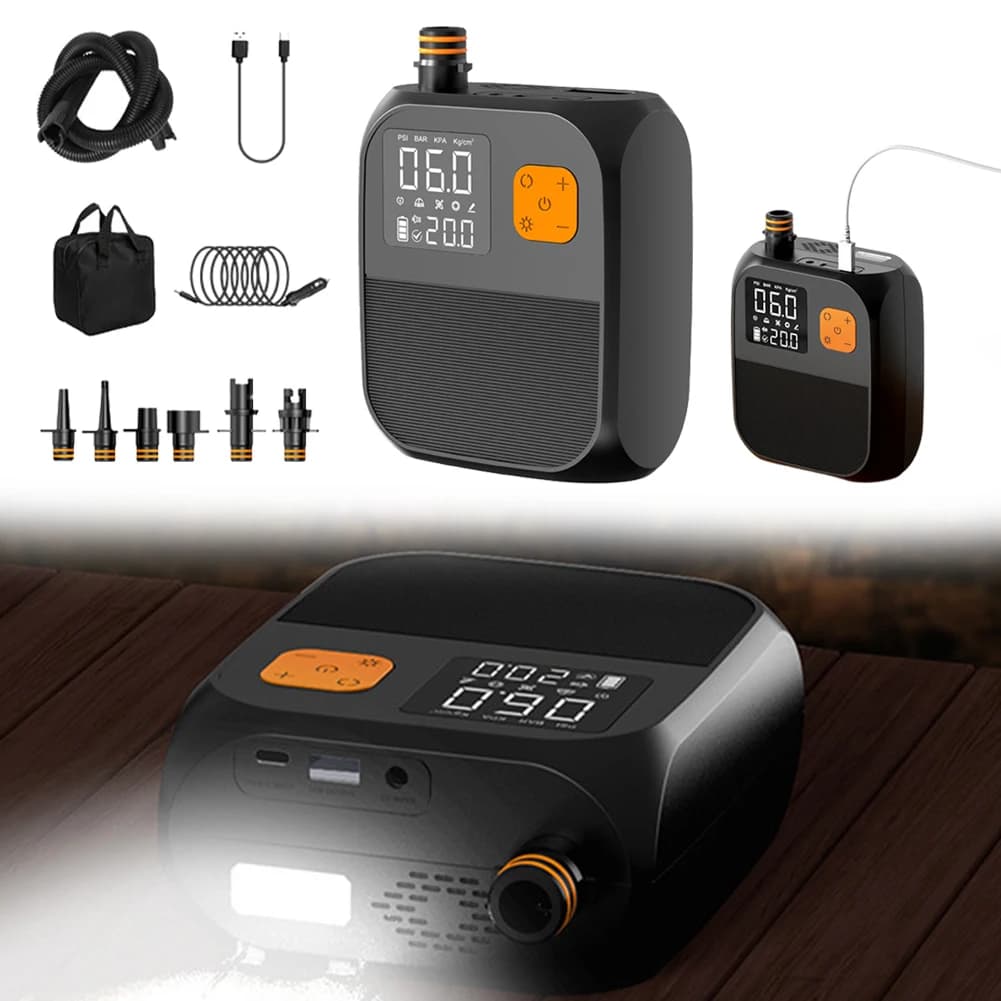 Pompa di aria elettrica intelligente 25PSI Compressore d'aria Pompa SUP 8000mAh Gonfiaggio Paddle Board Pompa per kayak Barca Vento Ala Tenda Materasso