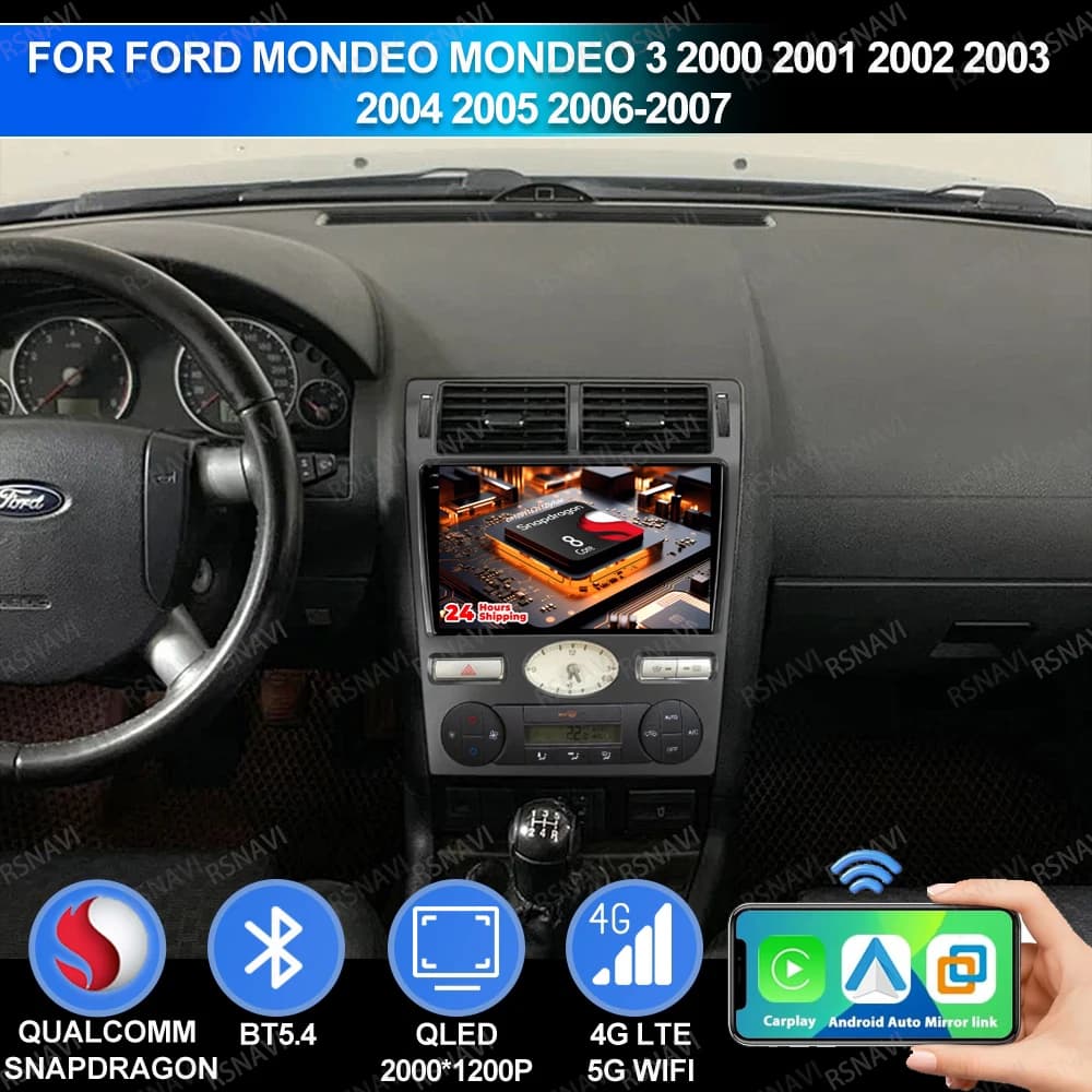 Android 15 For Ford Mondeo Mondeo 3 2000 2001 2002 2003 2004 2005 2006-2007 5G WIFI DSP Autoradio AUTO GPS BT 4G LTE QLED Stereo