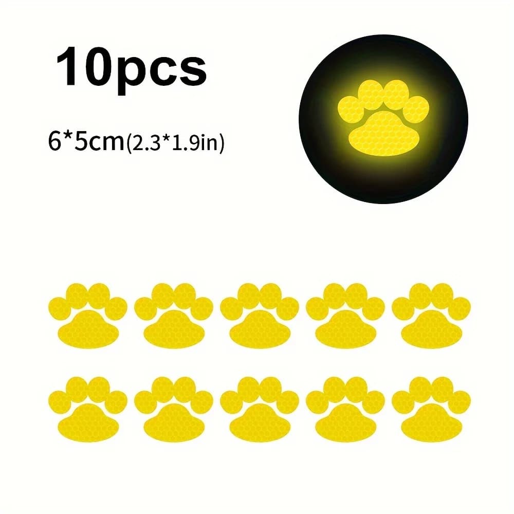 Reflective Dog Paw Sticker Set High Visibility Vinyl Decal Night Safety Car Motorcycle Helmet Bike Laptop WaterBottle Skateboard