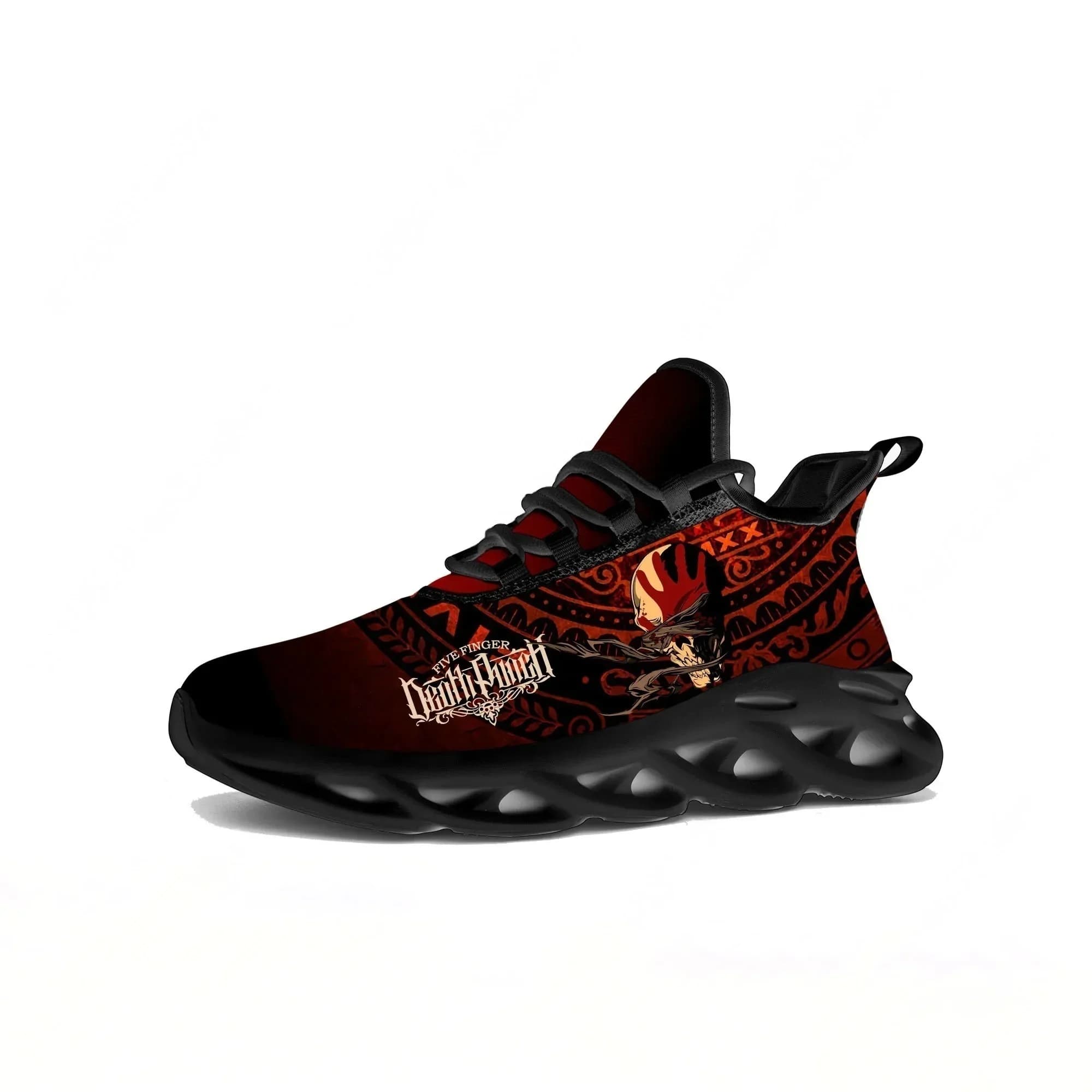 Five Finger Death Punch Running Sneakers Scarpe sportive da uomo e da donna Sneaker con lacci in rete Calzature su misura Scarpe nere
