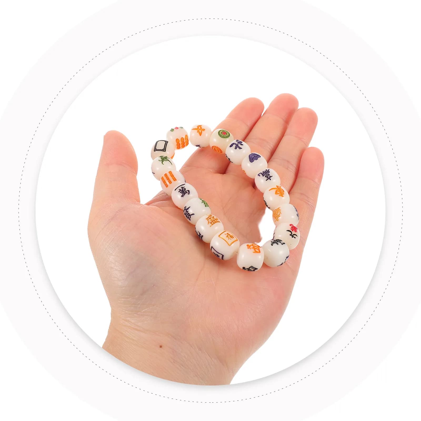 Mahjong Tiles Bracelet Lucky Bodhi Beads Elastic Prosperity Wealth Mahjong Charm Jewelry Wristlet Stretchy Bracelet for Women