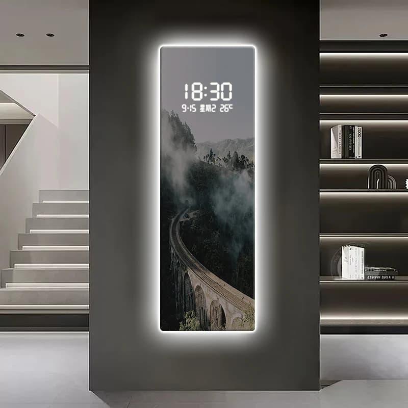Digital watch, painting for decoration of living room, landscape painting, corridor clock, LED illuminated mural painting