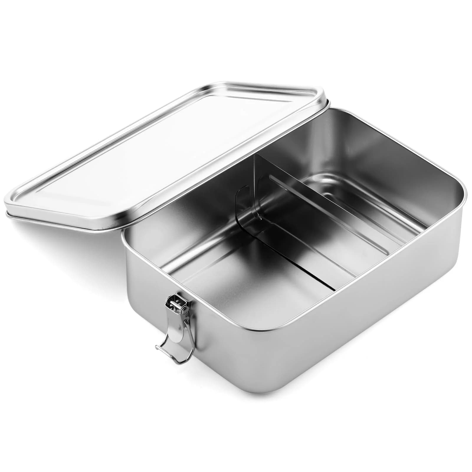Bento Box in acciaio inossidabile, argento, 2400 ml, 24*17*7,7 cm, 1 pezzo, contenitore per alimenti a prova di perdite, scatola riutilizzabile per la preparazione dei pasti con sicura