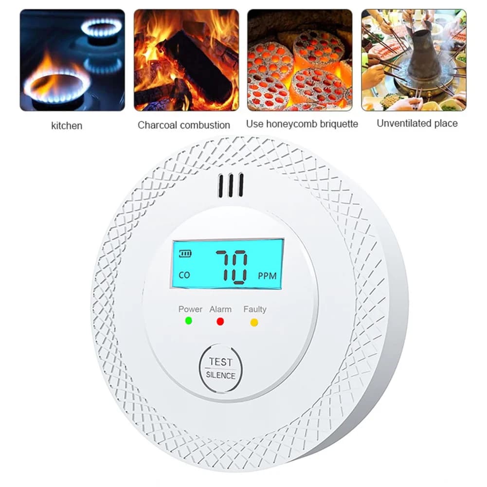 Rilevatore di CO 2026 con Display LCD, Allarme Monossido di Carbonio, Rilevatore di Perdite Domestico, Sensore di Allarme Sonoro per Incendi e Avviso di Avvelenamento