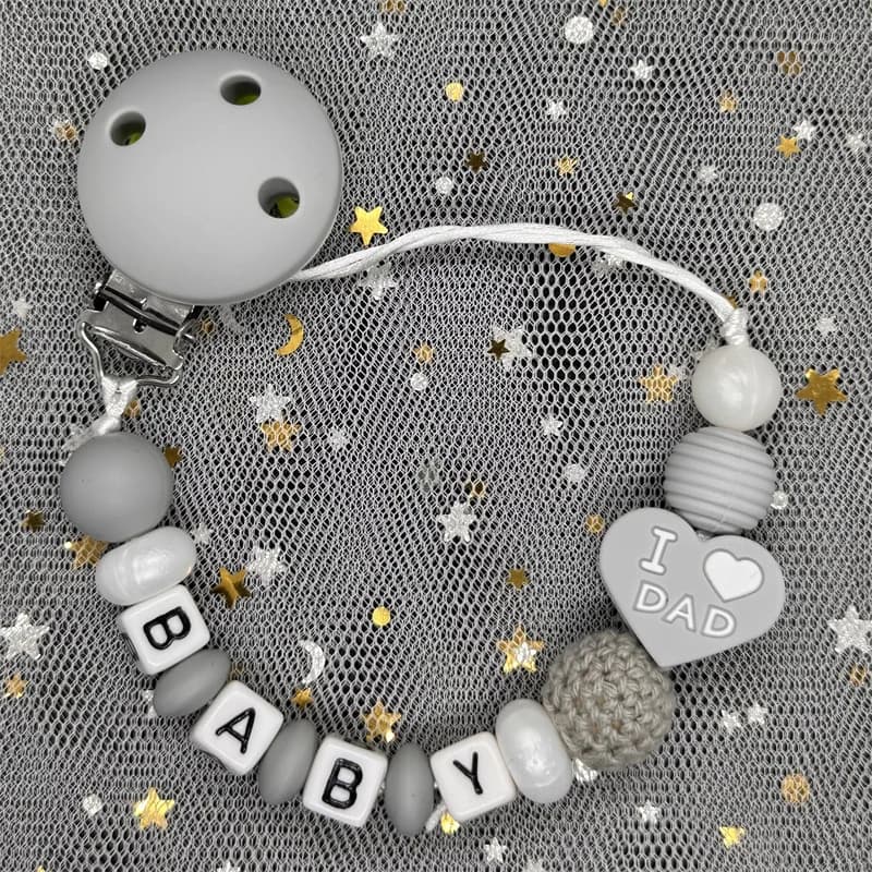 Clip per ciuccio con nome personalizzato personalizzato gratuito catena in legno di faggio fatta a mano supporto per corona in Silicone succhietto giocattolo per la dentizione del bambino regalo da masticare