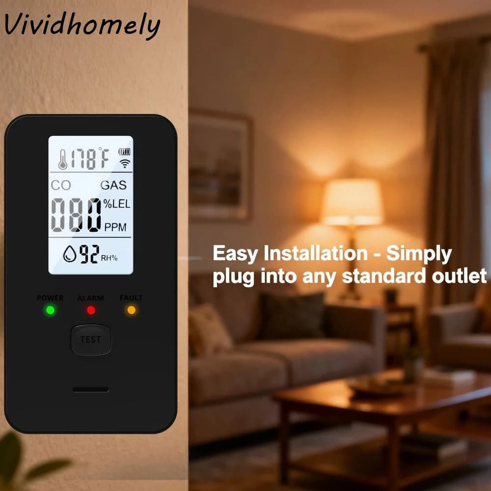 Rilevatore di Metano 4-in-1, Dispositivo Compatto con Segnali Visivi, Rilevatore di Monossido di Carbonio, Facile Utilizzo, Prestazioni Stabili