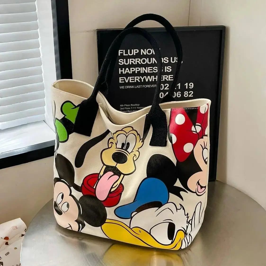 Nuova borsa a tracolla con diversi stili e grande capacità, borsa in tela, borsa con stampa a fumetti, zaino con stampa a fumetti