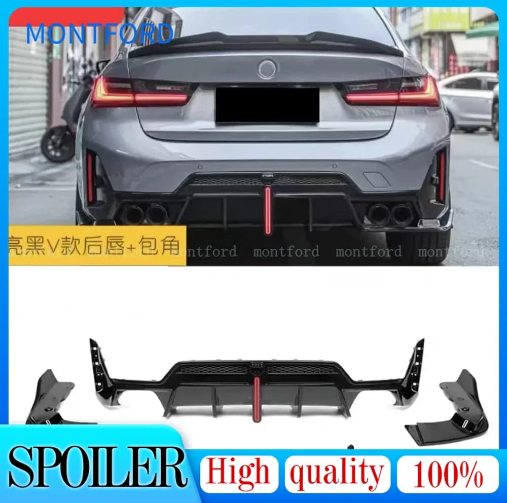 For the 2023 2024 BMW series 3 G20 M-sport add VTEN style bodykit black knight lip front side skirt diffuser rear grill tail wing
