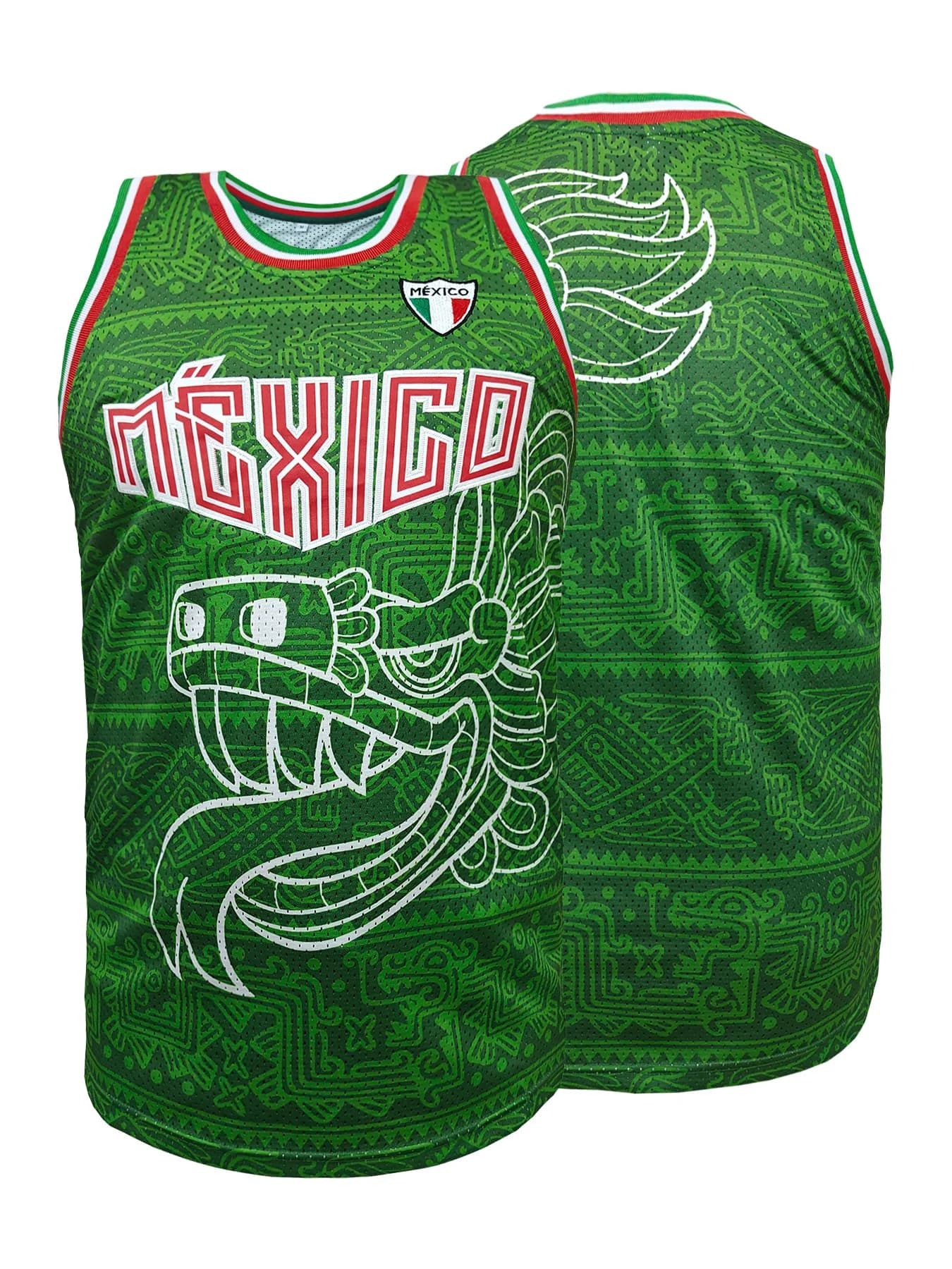 Maglia da basket ricamata Messico uomo donna, stampa grafica Quetzalcoatl, canotta in rete senza maniche, abbigliamento sportivo casual per tutti i giorni
