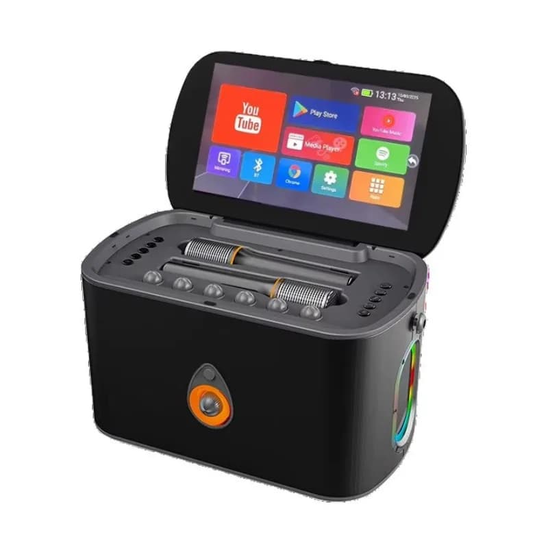 Schermo portatile intelligente con funzione flip, macchina karaoke Bluetooth all-in-one intelligente con touch screen per esterni