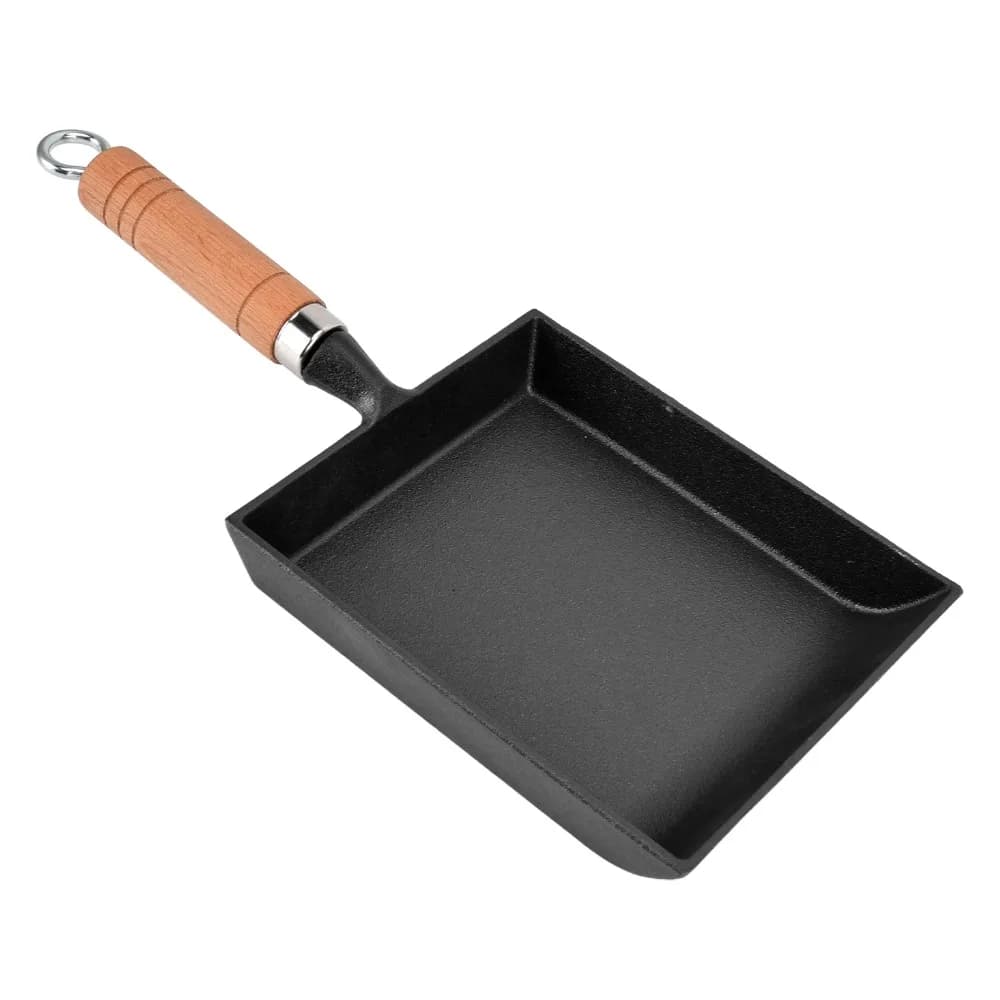 Padella in Ghisa Rettangolare Mini per Pancake, Padella Nera Spessa per Tamagoyaki