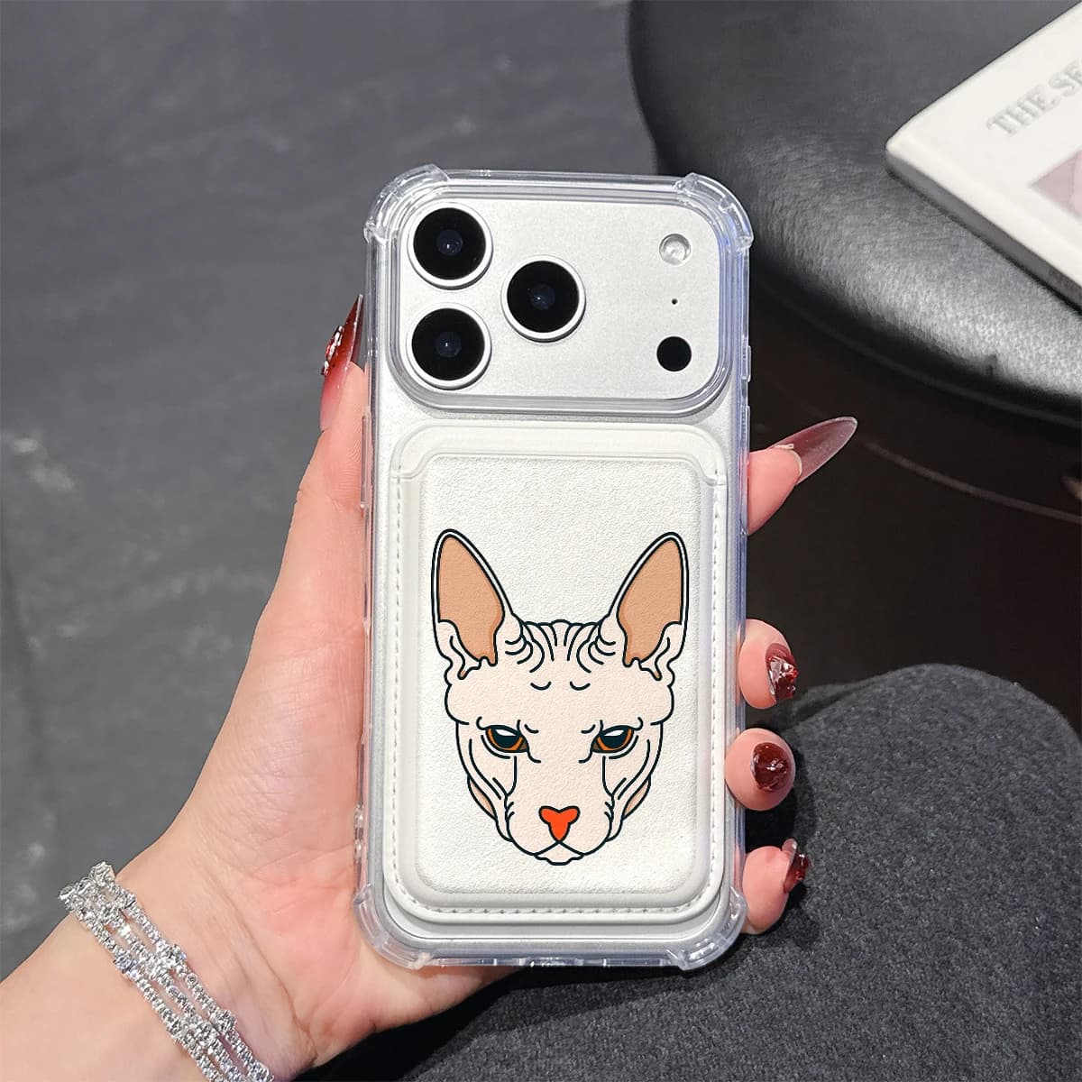 Sphynx Cat Portrait Phone Case For iPhone 17 16 15 14 13 Pro Max Plus Wallet Pocket Transparent Soft TPU for Magnetic Phone Case