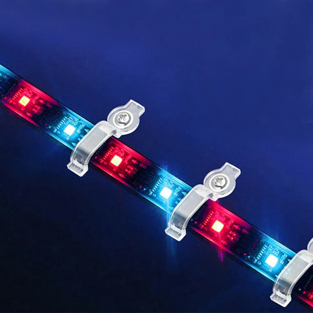 Clip Trasparenti per Strisce LED (100 Pezzi) - Robuste in Plastica e Ferro per Fissaggio Cavi Luci LED Esterne e Decorazioni Festive
