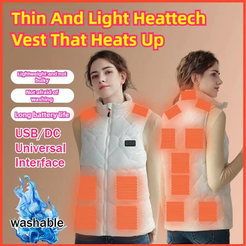 Heated vest Three-speed electric self-heated jacket with bright face Woman Winter Hiking in the snow Extremely cold and warm vests