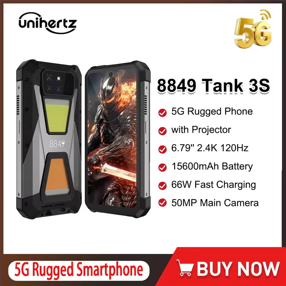 8849 Tank 3S Rugged Smartphone with Projector 16GB RAM 512GB ROM Dimensity 8200 5G 50MP Main Camrea 64MP Night Vision Dual Sim