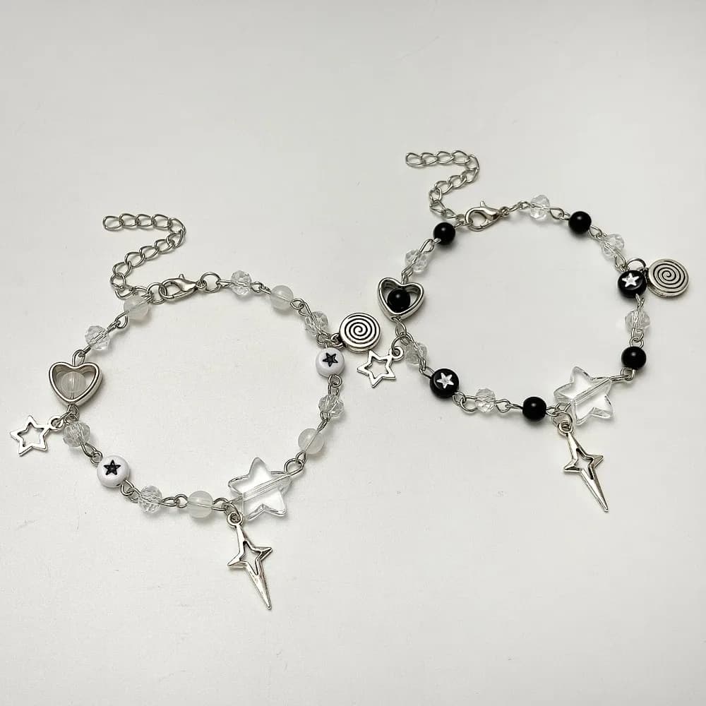 Nuovo Braccialetto in Lega a Forma di Stella a Cinque Punte, Regolabile, Vintage, Trendy Y2K, Braccialetti per Coppie, Stile Punk