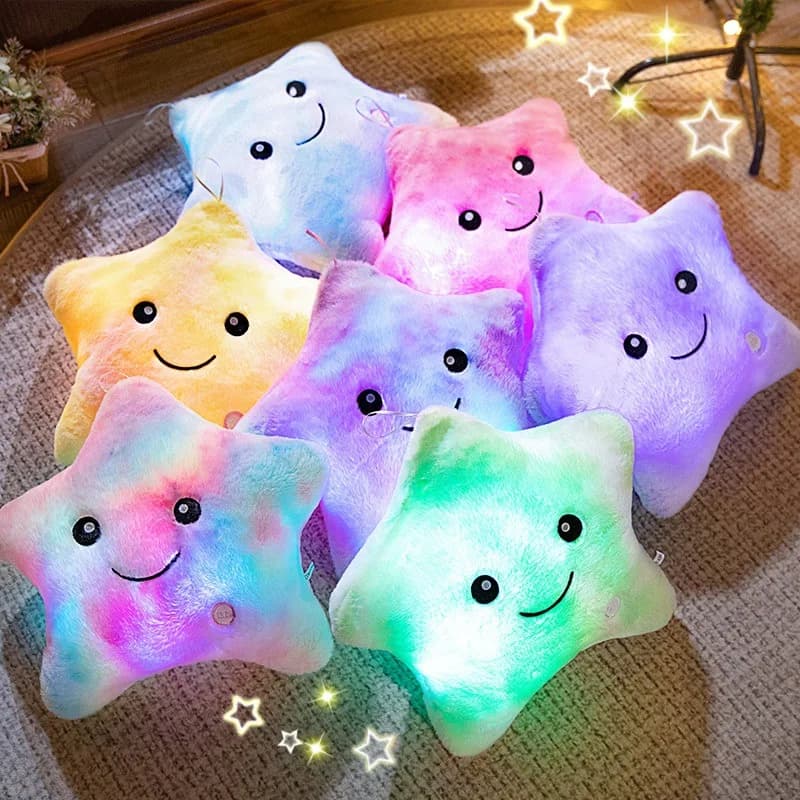 Cute Luminous Star Throw Pillow LED Sofa Decorative Cushion Soft Stuffed Body Pillow Game Chair Backrest Cushion Home Decoration