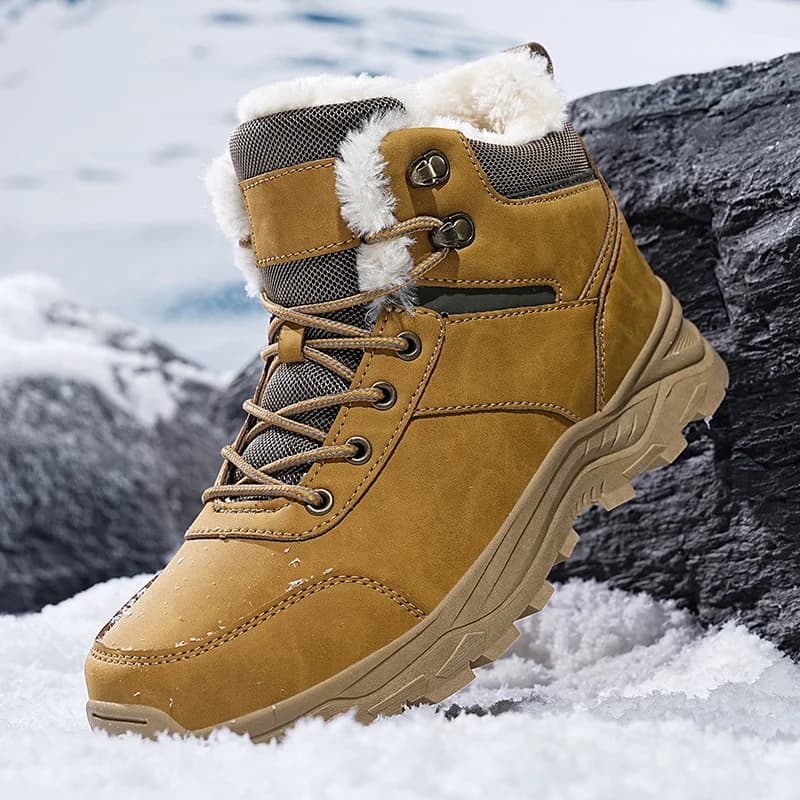 Stivali da Neve da Uomo di Alta Gamma per Autunno e Inverno, con Suola Spessa e Fodera in Pile, Scarpe da Trekking per Esterni, Stivali da Caccia