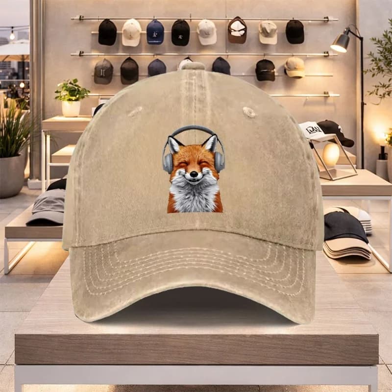 Fox Head & Headphones Baseball Cap for Men Women – Lightweight Adjustable Spring Summer Hat