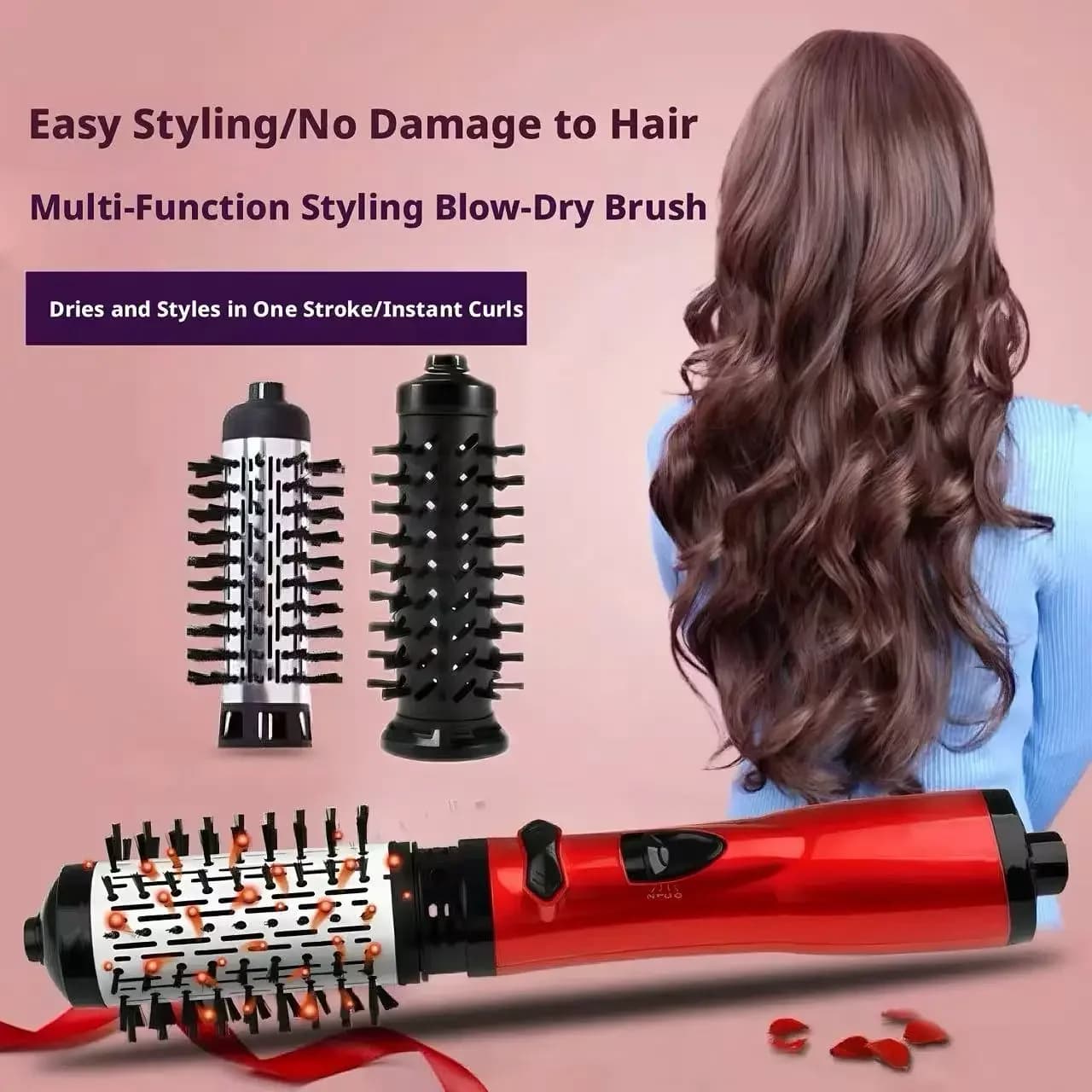Strumento per lo styling dei capelli 3 in 1, spazzola ad aria calda multifunzionale, arricciacapelli automatico, stiracapelli, doppio uso, leggero, anti-scottatura, per capelli da salone