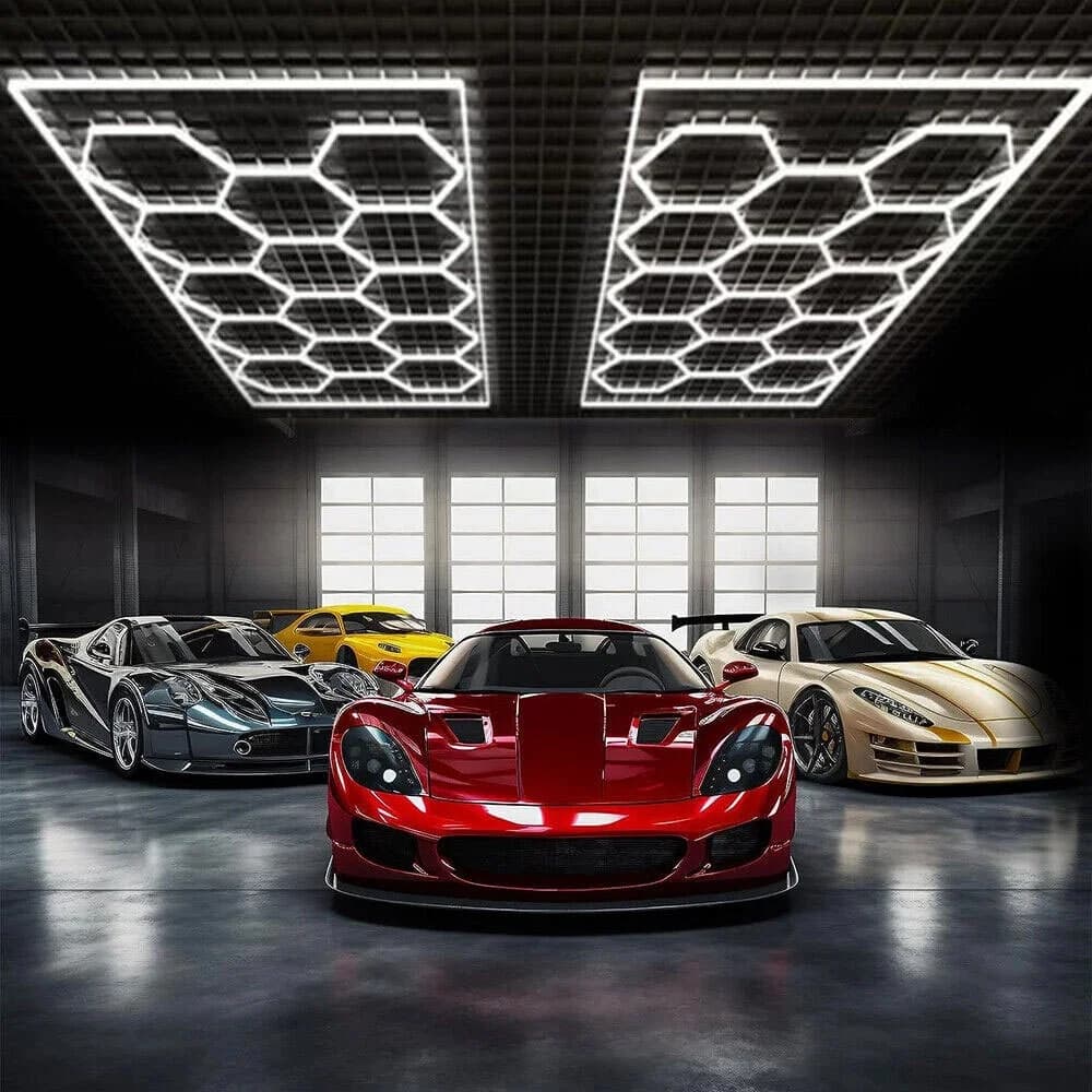 Luci a LED esagonali 6500K Lampada da soffitto a nido d'ape a luce diurna ad alta luminosità per garage, officina, dettagli auto, studio, illuminazione per palestra domestica