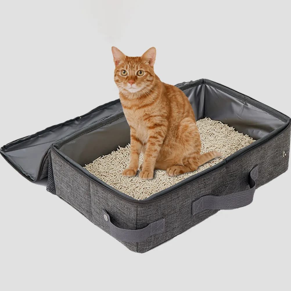 Lettiera Pieghevole Portatile per Gatti da Viaggio, Compatta e Leggera in Tessuto Oxford, Facile da Riporre, Ideale per Hotel e Campeggio