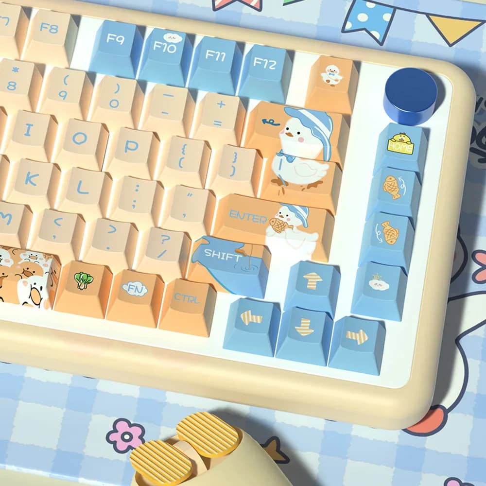 Keycaps in Stile Coreano Duck, Profilo XDA / Cherry, Tasti PBT con Sublimazione a Colori, DIY per Tastiere Meccaniche con Switch Cherry MX