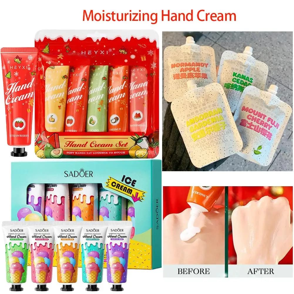 Crema per le mani regalo di Natale 1/5 pezzi Texture Crema per le mani profonda idratante e nutriente Borsa da viaggio Crema idratante