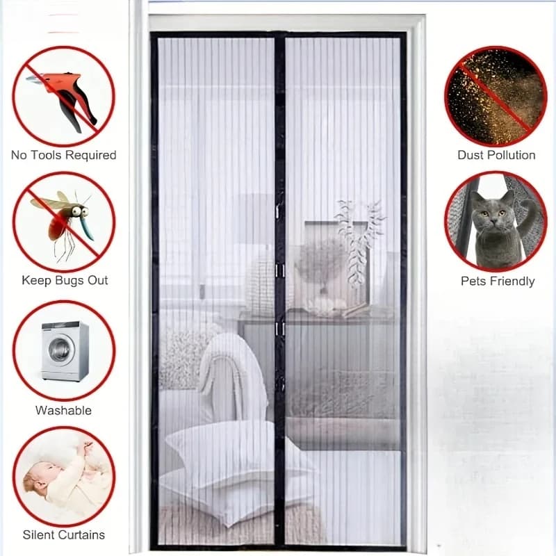 Tent magnets with mosquito net net for insects with sandy flies with magnets on the door Mesh screen for door with automatic closure
