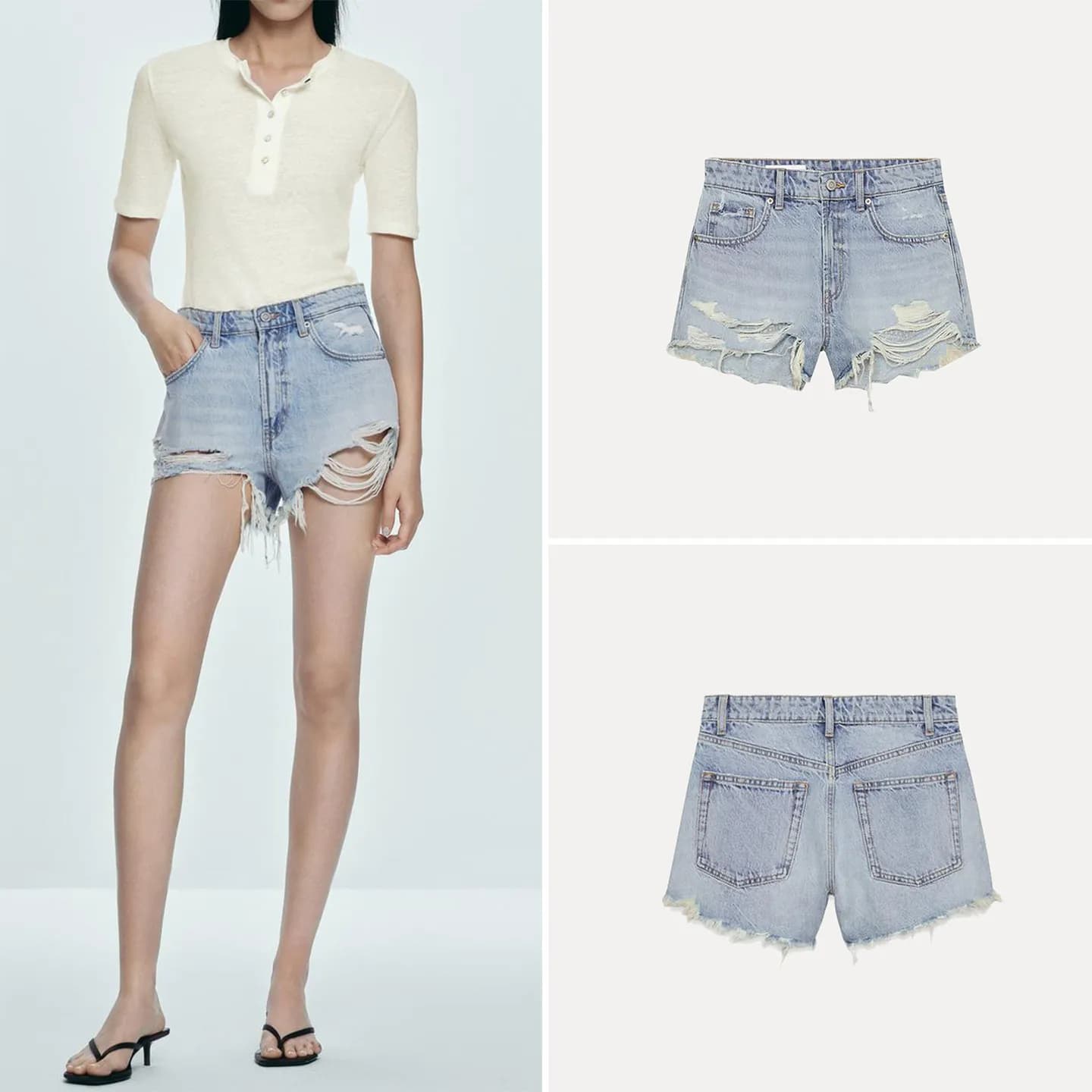 Shorts a Vita Alta da Donna, Versatili e alla Moda in Denim, Primavera Estate Autunno, Modello Arc 3607002