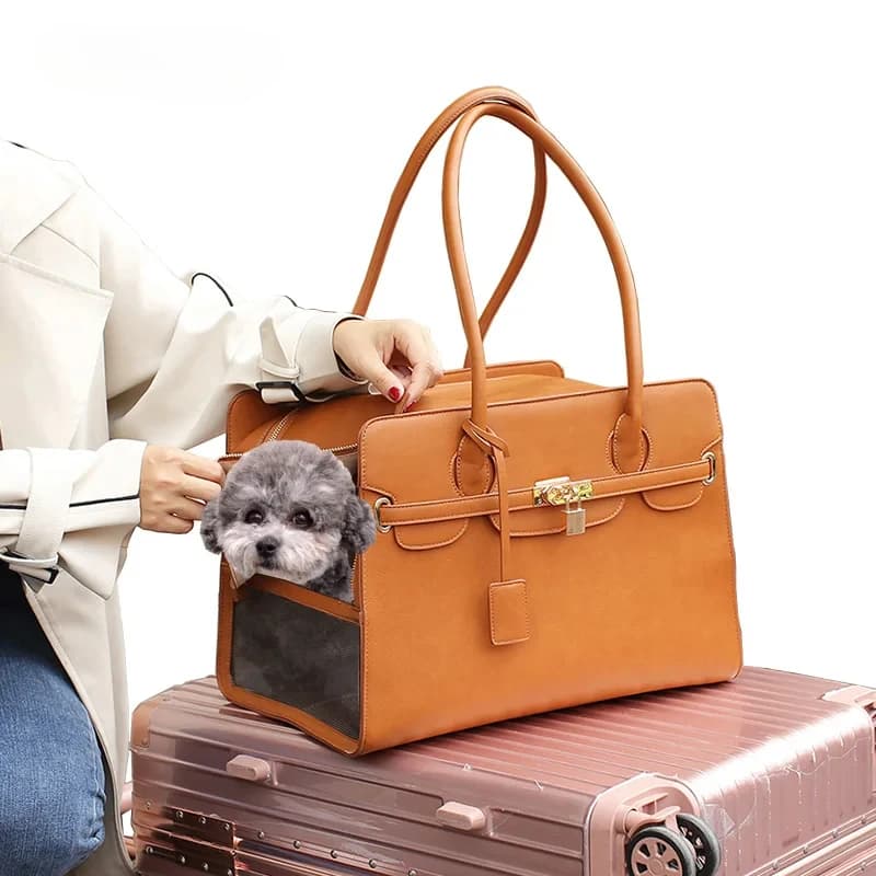 Nuova Borsa di Lusso in Pelle PU per Animali Domestici, Borsa Traspirante per Cuccioli e Gatti, Borsa a Tracolla alla Moda per Cani, Borsa da Viaggio Portatile per Animali
