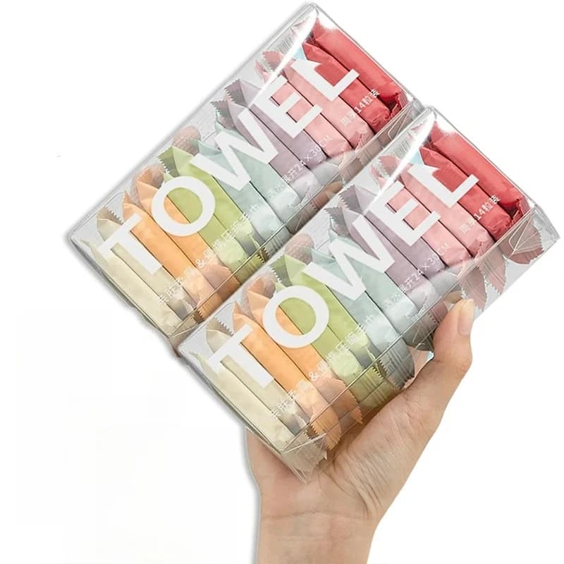 14PCS/Box Disposable Compressed Compressed Towel Independent Packaging Portable Compressed Towel Perfect for Travel Camping