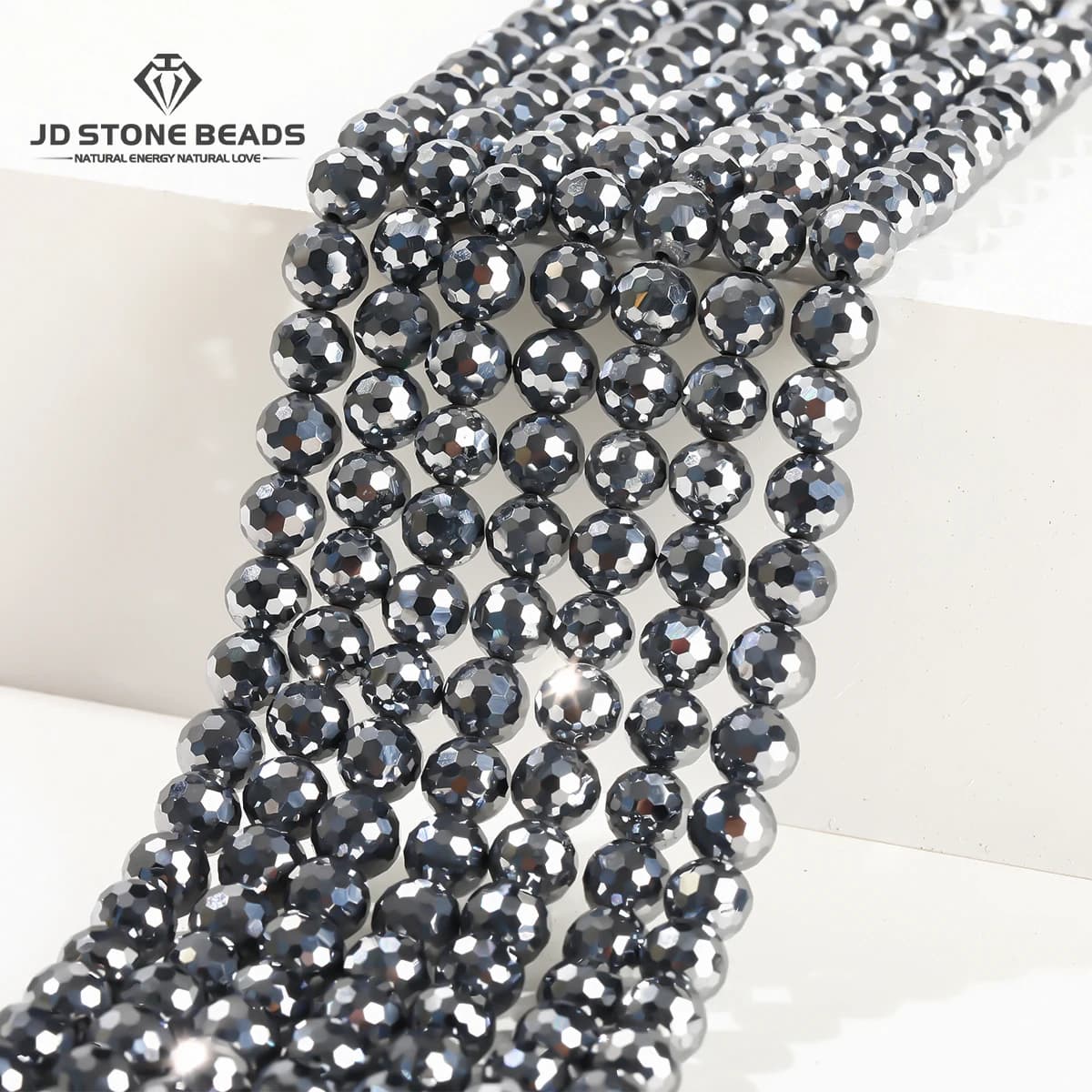 Natural Stone Faceted Terahert Bead Loose Spacer 6 8 10 12mm Pick Size for Jewelry Making Diy Necklace Bracelet Accessory 15"
