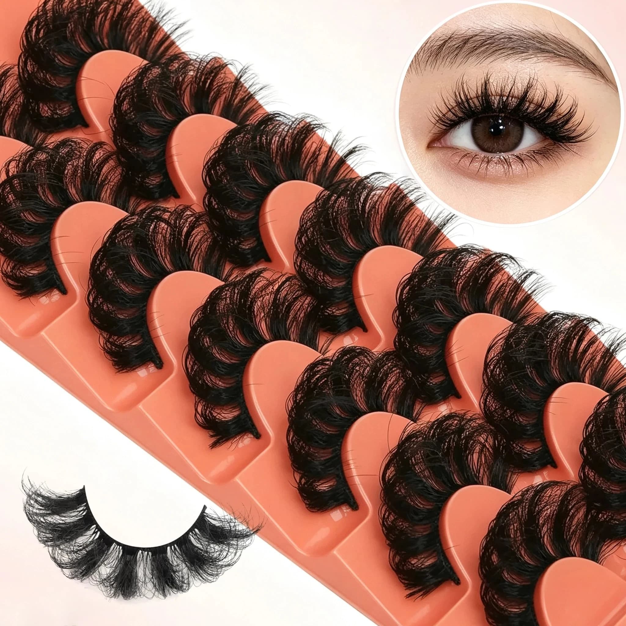 7 Pairs Faux Mink Strip Lashes Thick Curly Volume False Eyelashes Reusable Fake Eyelashes Dramatic Look Eye Makeup Lashes