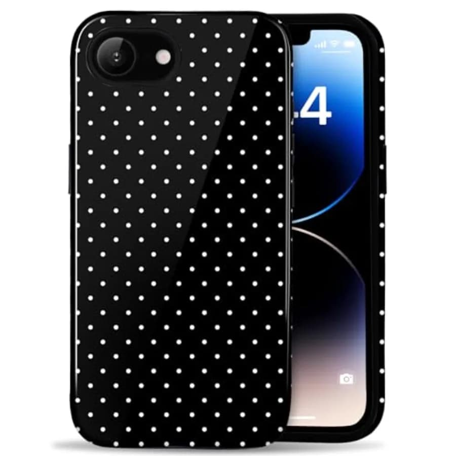 Compatible with iPhone 16e/17e Case Cute Polka Dot Aesthetic for Women Girls Simple Chic Girly Dual Layer Hybrid Protection Ele