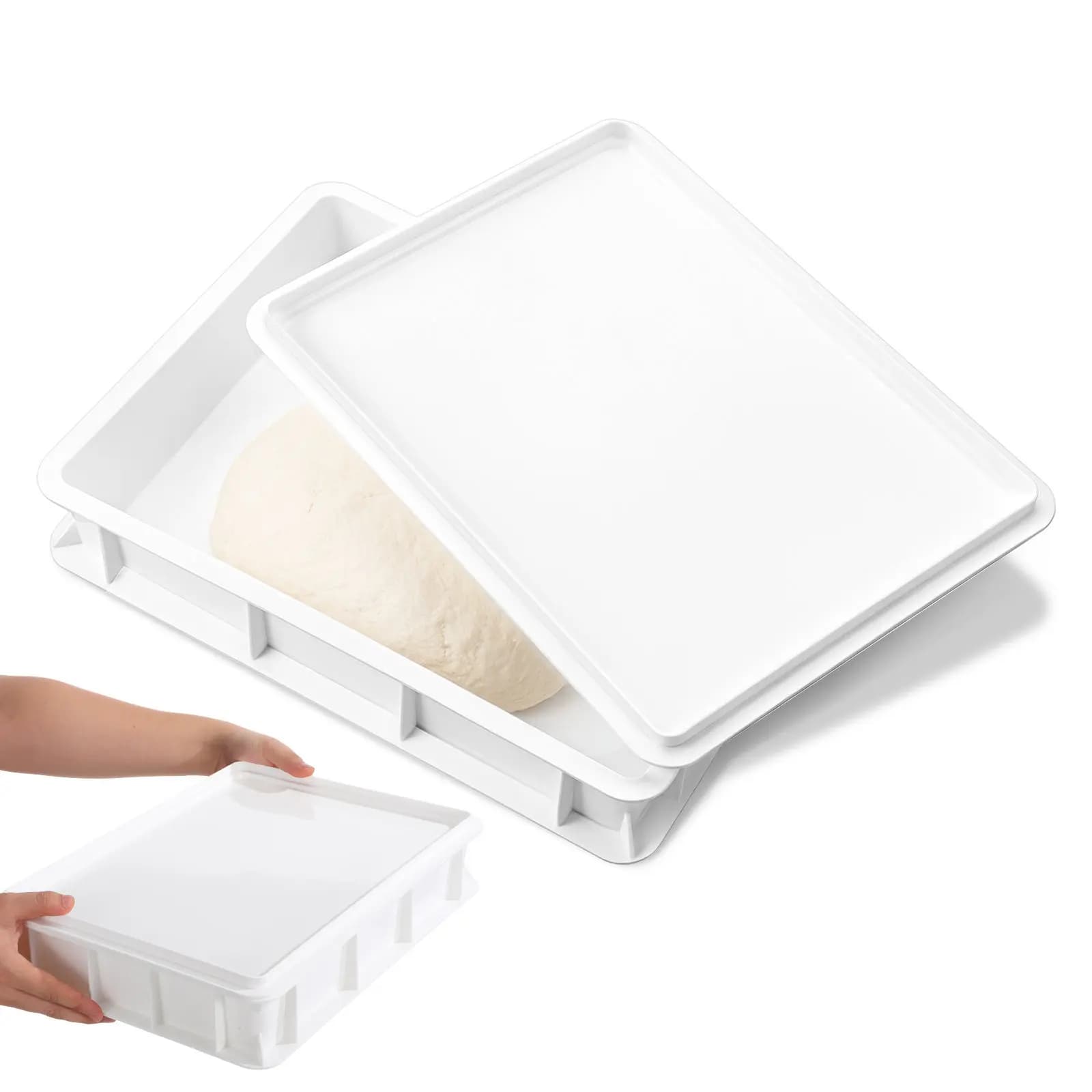 Stackable Pizza Dough Proofing Box With Lid, Commercial Dough Proofing Container For Home And Bakery, Plastic Tray Pizza Tool