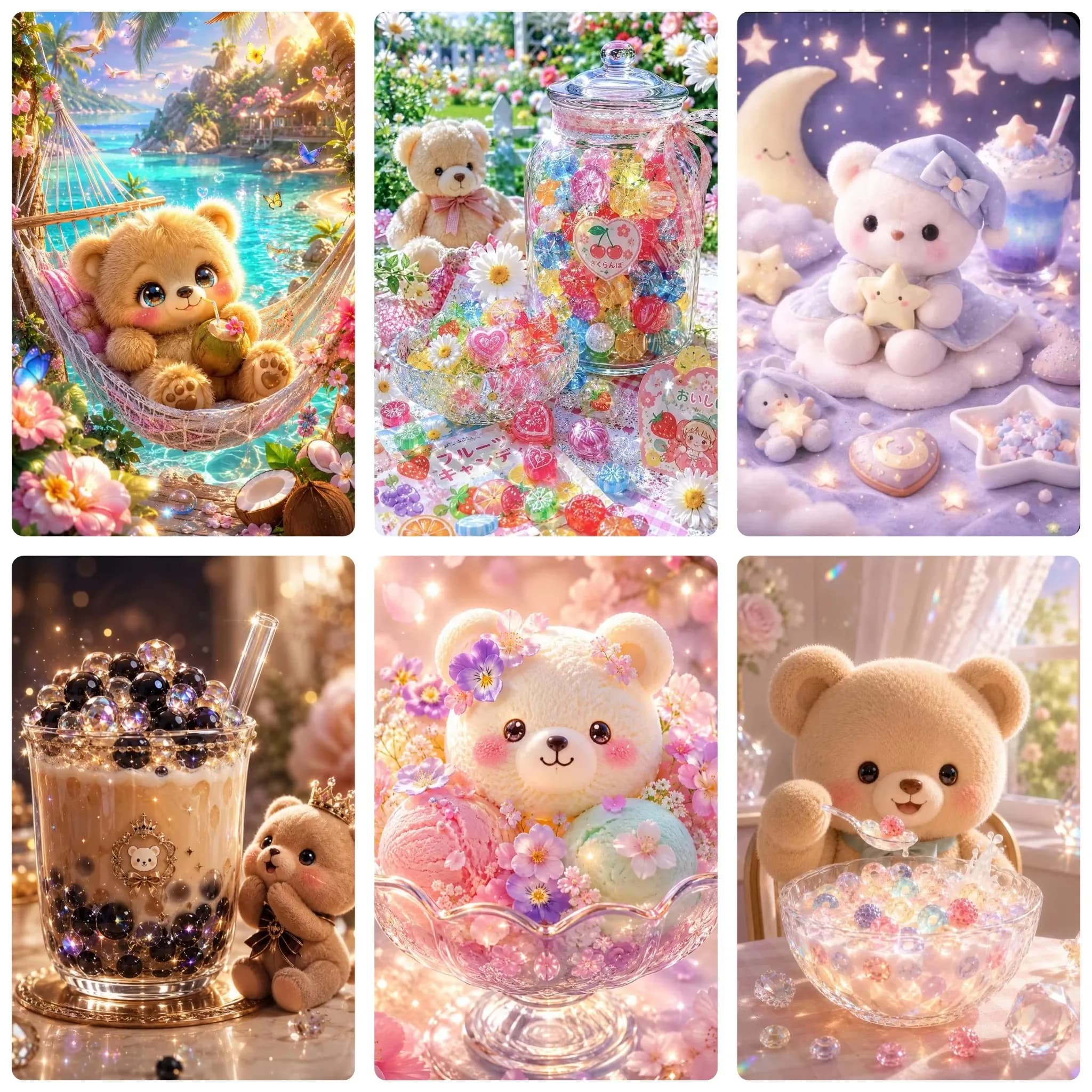Diamond Painting Dreamy Teddy Bear Cute Plush Bear With Sweet Fantasy Scenes Mosaic Handmade Artwork Exquisite Gift Home Decor