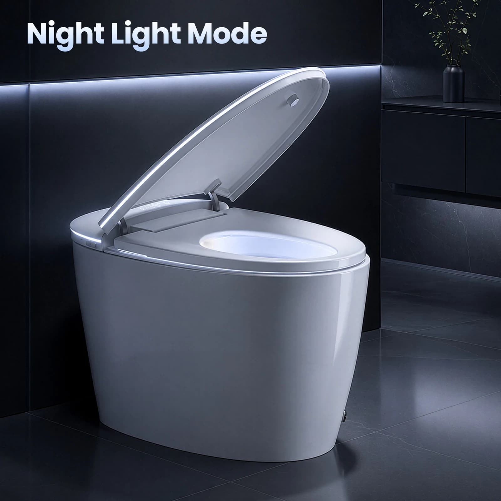 Sanyipace White Smart Toilet Bathroom Accessories Fully Automatic Deodorize Toilet 17" ADA Height Adjustable Warm Water Cleaning Drying Foot Sensor Toilet Seat 1000g MaP Energy-saving Auto Flushing Toilets