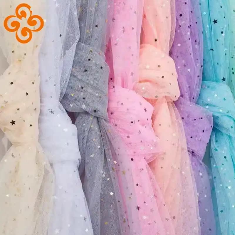 100x150 cm Principessa Tulle Tessuto Per Cucire TUTU Per Bambini Vestito Stella Tessuto di Maglia FAI DA TE Colorato Decorazione di Sfondo di Nozze