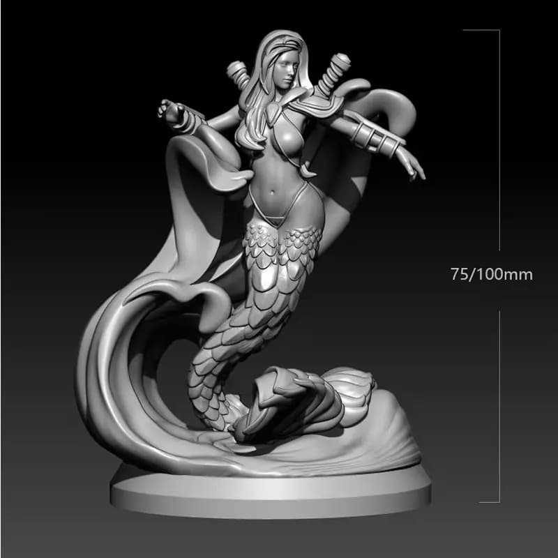 1/24 75mm 1/18 100mm Kit modello in resina Sirena Pesce Ragazza Figurine Scultura non verniciata 1/24 7.5cm figura RW-695